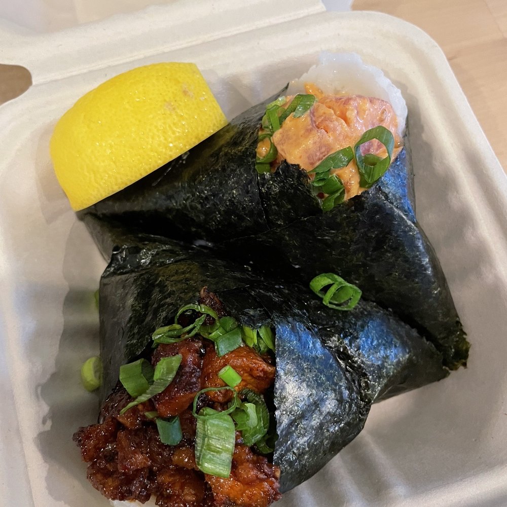 Oori Triangles - Grilled salmon and spicy pork - Salad Near Me - Berkeley, California Oori Triangles - Grilled salmon and spicy pork - Salad Near Me - Berkeley, California