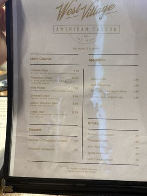 Menu photo 2 West Village Tavern Concord, MA Menu photo 2 West Village Tavern Concord, MA