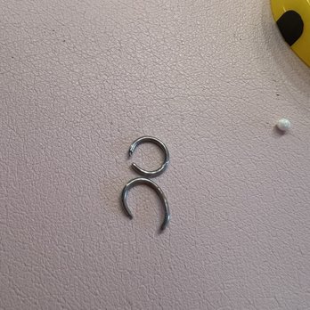 Lucky 7 Tattoo & Piercing - the earrings they put in my ears after urgent care had to bend them out of my ear - Tattoo Near Me - Kings Beach, California Lucky 7 Tattoo & Piercing - the earrings they put in my ears after urgent care had to bend them out of my ear - Tattoo Near Me - Kings Beach, California