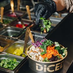 New bowls spicy thai being made