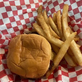 Durham Beer Garden - Smash burger and fries - Beer Gardens Near Me - Durham, North Carolina