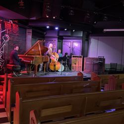 Cellar Dog - Band sound checking but we got a sneak preview we came a little earlier. Haha. See the pews ??