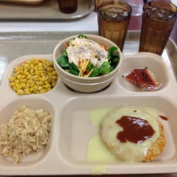 Dining Facility - Pork cutlet, corn and salad for dinner.
