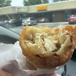 Egg Rolls pork and beef cabbage has that peanut butter taste Yum