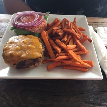 Bunky's Raw Bar & Grill - Burger; I was told it was great and seasoned well. - Sports Bars Near Me - Indialantic, Florida