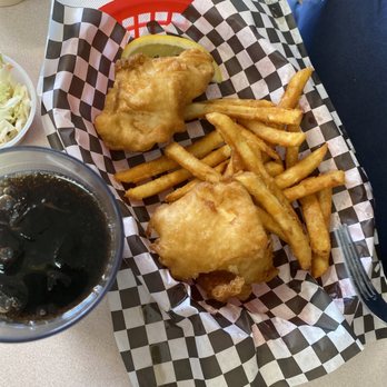 Sea J's Cafe - 2 piece halibut, fries, bread and drippy sauce... - Seafood Near Me - Port Townsend, Washington Sea J's Cafe - 2 piece halibut, fries, bread and drippy sauce... - Seafood Near Me - Port Townsend, Washington