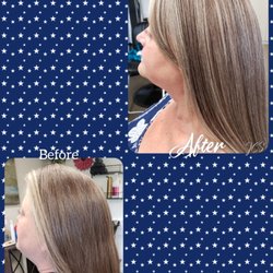 The Art Of Hair - Lovely before & after, blending her natural gray throughout her hair for a dimensional, hilited effect #theartofhairnc
