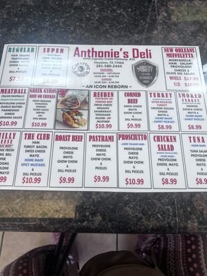 Menu photo 1 Anthonie's Deli Houston, TX Menu photo 1 Anthonie's Deli Houston, TX