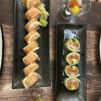 Daigo - Salmon Citrus roll ($16)  Naruto roll ($12) Hamachi shot ($6.50 for 1)  All very fresh! - Sushi Bars Near Me - Palo Alto, California
