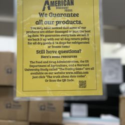 American Discount Foods - Their guarantee policy