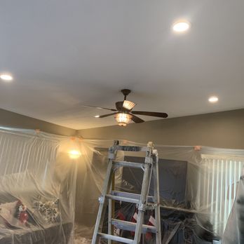 Final Touch Custom Ceilings - Addition of 4 recessed lights with switches in my living room.  They also rewired my ceiling fan to work from a different switch. - Painters Near Me