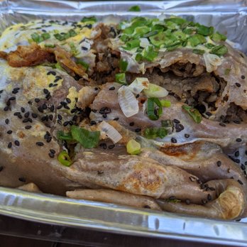Ktea Cafe - Beef jianbing ...you can see the lower right hand section has no beef at all. - Bubble Tea Near Me - Sunnyvale, California Ktea Cafe - Beef jianbing ...you can see the lower right hand section has no beef at all. - Bubble Tea Near Me - Sunnyvale, California