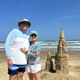 Me and my better half with our castle built with Andy's "assistance". Ha Me and my better half with our castle built with Andy's "assistance". Ha