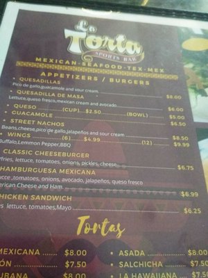 Menu photo 4 La Torta Sports Bar Terrell, TX Menu photo 4 La Torta Sports Bar Terrell, TX
