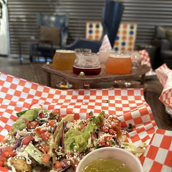 Brewheim Beer Makers - Tacos and beer flight - Breweries Near Me - Anaheim, California