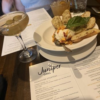 Juniper Grill - Murrysville - Peach & basil whipped goat cheese, extra dirty martini with blue cheese olives - New American Near Me - Murrysville, Pennsylvania Juniper Grill - Murrysville - Peach & basil whipped goat cheese, extra dirty martini with blue cheese olives - New American Near Me - Murrysville, Pennsylvania