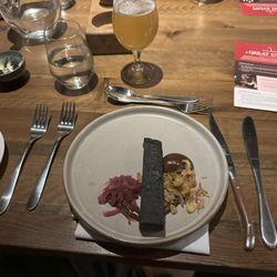 Blackfriars Restaurant - Black Pudding starter at Blackfriars in Newcastle-upon-Tyne. Late Dec.2025