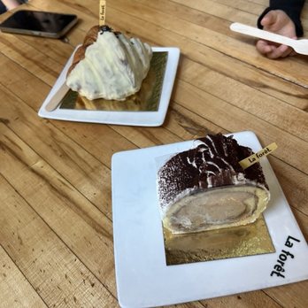 La Forêt - Royal Oak - Earl Grey Croissant ($8.50) and Tiramisu Roll Cake ($9.25) - Donuts Near Me - Burnaby, British Columbia La Forêt - Royal Oak - Earl Grey Croissant ($8.50) and Tiramisu Roll Cake ($9.25) - Donuts Near Me - Burnaby, British Columbia