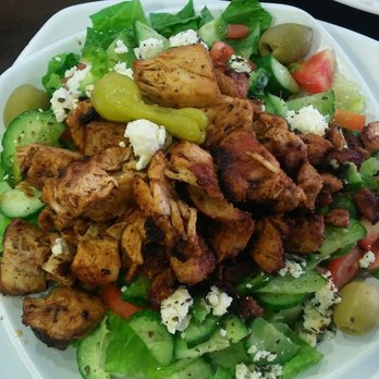 Green Olive - Excellent salad with dry chicken.  Next time Ill ask for freshly prepared chicken. - Mediterranean Near Me - Downey, California