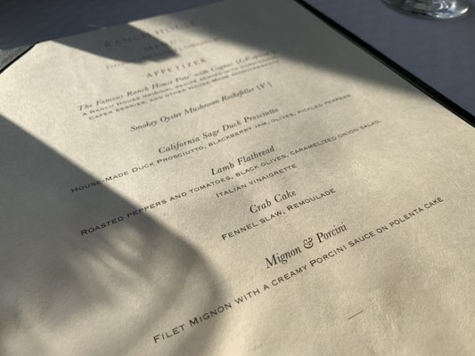 Menu photo 4 The Ranch House Ojai, CA