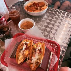 Birddog Breakfast - Bird's breakfast tacos, Bird's catfish & grits