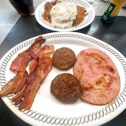 Ham, bacon, sausage, hashbrowns w the works