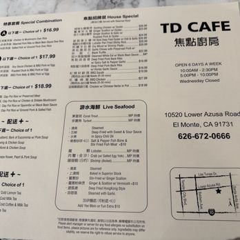TD Cafe - Menu - Cantonese Near Me - El Monte, California