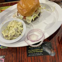My husband's Wed burger special with side. My husband's Wed burger special with side.