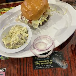 St. Lucie Draft House - My husband's Wed burger special with side.