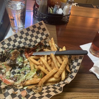 Westside Pour House - Finished black and blue burger with and Alaskan amber - Pubs Near Me - Carson City, Nevada Westside Pour House - Finished black and blue burger with and Alaskan amber - Pubs Near Me - Carson City, Nevada