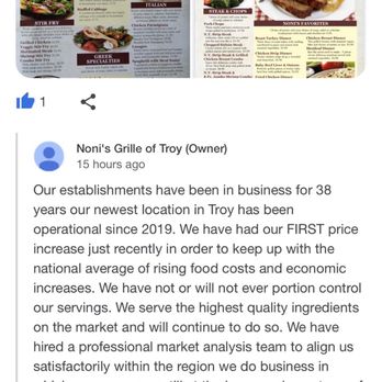 Noni's Grille - FIRST price increase?? - American Near Me - Troy, Michigan