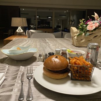 Four Seasons Resort - Late night dinner which comes beautifully set (burger, sweet potato fries, and condiments). Room service is open until 10pm. - Hotels Near Me - Punta Mita, NAY