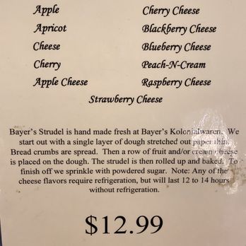 Bayers Kolonialwaren - Varieties of strudel - Bakeries Near Me - Muenster, Texas Bayers Kolonialwaren - Varieties of strudel - Bakeries Near Me - Muenster, Texas