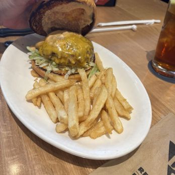BJ's Restaurant & Brewhouse - Lunch deal smash burger and fries - New American Near Me - Montebello, California