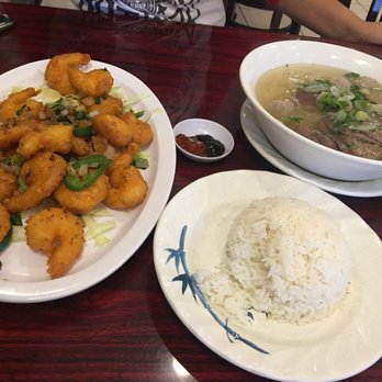 Pho Stop - Salted pepper shrimp and pho with well done steak and beef meatballs - Vietnamese Near Me - Lancaster, California