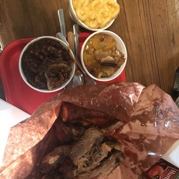 Cooper's Old Time Pit Bar-B-Que - Cheese sausage (little kick) Brisket good. Ribs bit salty, (sauce? Mac & cheese really good. Best peach cobbler. Pecan cobble good - Barbeque Near Me - Austin, Texas