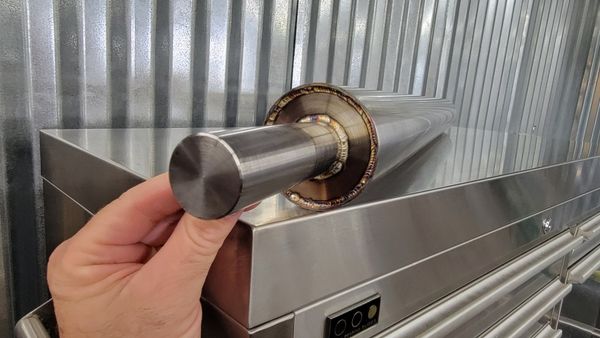 Stainless steel roller - Machined and welded roller for assembly line. Food processing plant Stainless steel roller - Machined and welded roller for assembly line. Food processing plant