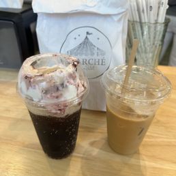 Cherry cola float made with cherry gelato and Coca Cola 100/10, Vietnamese coffee, and baked goodies Cherry cola float made with cherry gelato and Coca Cola 100/10, Vietnamese coffee, and baked goodies