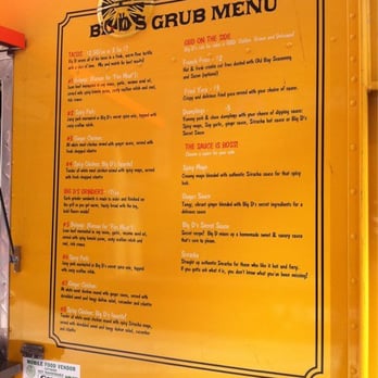 Big D's Grub Truck - The bill of fare. - Asian Fusion Near Me - New York, New York