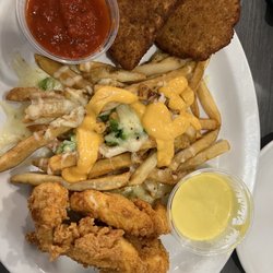 Ashley's Restaurant & Bar - Appetizer 1/2 moon mozzarella, Angry Fries and chicken fingers
