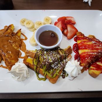 French Toast Cafe - French toast flight with Cinnamon French toast, Dubai French toast and Berry French toast! - Breakfast & Brunch Near Me - Mesa, Arizona French Toast Cafe - French toast flight with Cinnamon French toast, Dubai French toast and Berry French toast! - Breakfast & Brunch Near Me - Mesa, Arizona