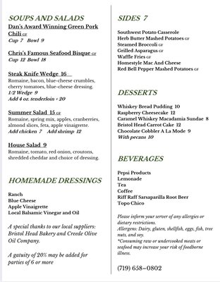 Menu photo 2 149 Eatery Creede, CO