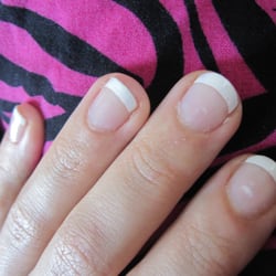 O P Nails - Natural nails with a french manicure.