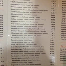 Don Perrito - Precios pizzas individuales.