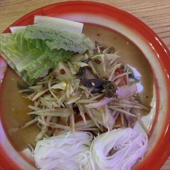 Thai Boat Noodle PS - Lao Papaya Salad with Fermented Fish and Salted Crab with rice noodle (khao poon) - Noodles Near Me - Gilbert, Arizona Thai Boat Noodle PS - Lao Papaya Salad with Fermented Fish and Salted Crab with rice noodle (khao poon) - Noodles Near Me - Gilbert, Arizona