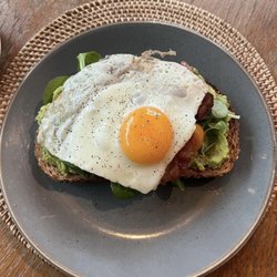 Avocado toast with bacon