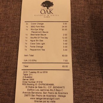 OAK Garden & Grill - Not cheap but reasonable for what you are getting - Steakhouses Near Me - Marbella, Massachusetts OAK Garden & Grill - Not cheap but reasonable for what you are getting - Steakhouses Near Me - Marbella, Massachusetts