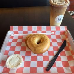 Merge Cafe - Quantico - Iced caramel macchiato and plain bagel