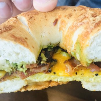 Providence Bagel - Asiago bagel w/ egg, cheese, bacon and avocado - Bagels Near Me - North Providence, Rhode Island Providence Bagel - Asiago bagel w/ egg, cheese, bacon and avocado - Bagels Near Me - North Providence, Rhode Island