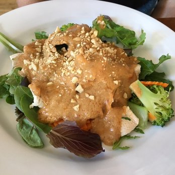 Thai Grille - Rama Chicken -- slices of all white meat with fresh veggies covered in delicious peanut sauce. portion was small, but tons of flavor! - Thai Near Me - Westerville, Ohio